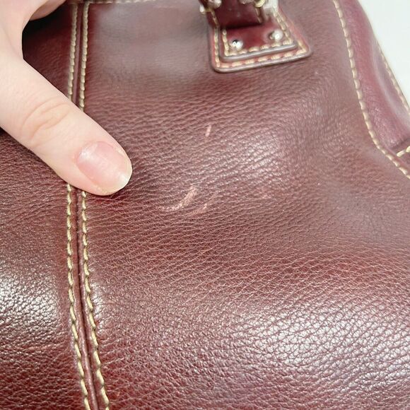 Vintage Fossil 90s Brown Auburn Leather Handbag Shoulder Bag Purse - Picture 10 of 12